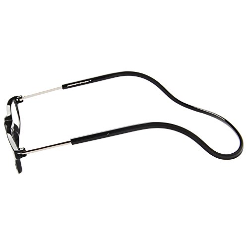 TBOC Pack: Gafas de Lectura Presbicia Vista Cansada – (Dos Unidades) Graduadas +1.50 Dioptrías Montura Negra Hombre Mujer Imantadas Plegables Lentes Aumento Leer Ver Cerca Cuello Imán