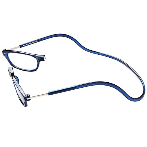 TBOC Pack: Gafas de Lectura Presbicia Vista Cansada – (Dos Unidades) Graduadas +2.00 Dioptrías Montura Azul Hombre Mujer Plegables Lentes Aumento Leer Ver Cerca Cuello Imán