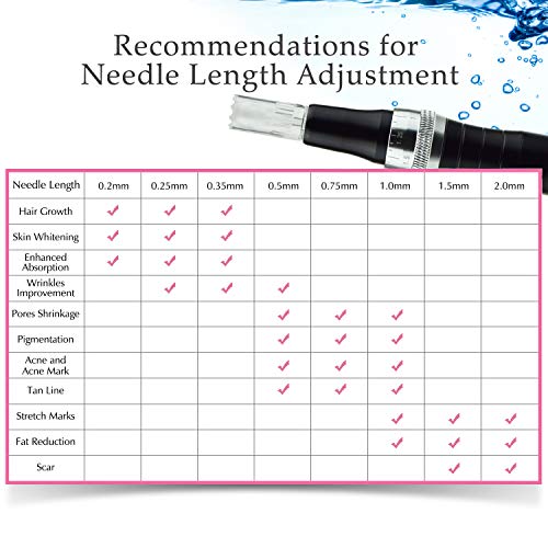 TBPHP P10 eléctrico Derma pen Microagujas 0mm-2.0mm ajustable,Anti Envejecimiento Cicatrices del acné Antiarrugas, Incluir 2pcs agujas(Negro)