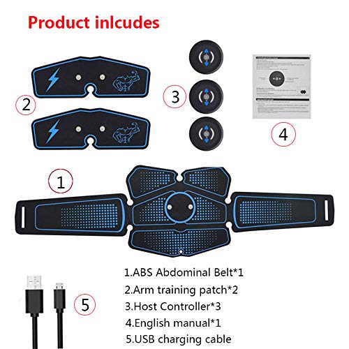 TBYGG Recargable Electroestimulador Muscular Abdominales Masajeador Eléctrico Cinturón Trainer ABS Electroestimulación Abdomen/Brazo/Piernas/Glúteos
