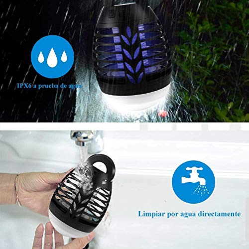 TDW Lámpara Antimosquitos Electrico Exterior, Camping Repelente de Mosquitos, lámpara de Asesino del Mosquito al Aire Libre Portátil 2 en 1 Noche Lámpara LED