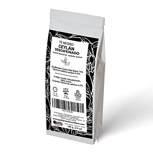 Té Negro Ceylán Descafeinado. Infusión de carácter suave. Antioxidante. Contenido máximo de cafeína (0,4%). 100 gramos.