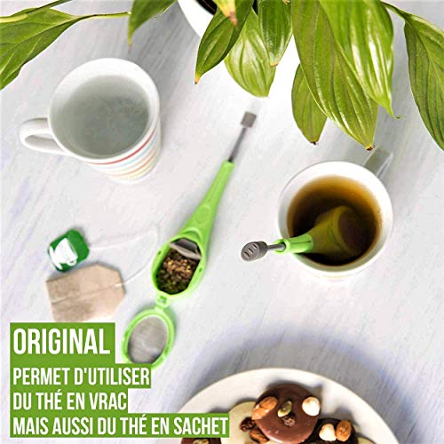 TEAFUZ - Juego de 2 infusores de té con filtro y desagüe para garantizar un mínimo de depósitos en la taza - Difusor de té o té de hierbas en bolsa o a granel[30 días satisfechos o reembolsados].