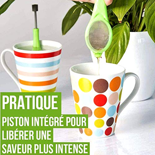 TEAFUZ - Juego de 2 infusores de té con filtro y desagüe para garantizar un mínimo de depósitos en la taza - Difusor de té o té de hierbas en bolsa o a granel[30 días satisfechos o reembolsados].
