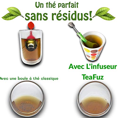 TEAFUZ - Juego de 2 infusores de té con filtro y desagüe para garantizar un mínimo de depósitos en la taza - Difusor de té o té de hierbas en bolsa o a granel[30 días satisfechos o reembolsados].