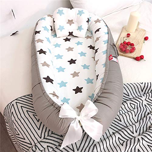 TEALP Cama Nido de Bebé Recién Nacido, Cuna de Viaje Portátil, Cuna para bebé recién nacido para 0 a 24 meses, Estrella