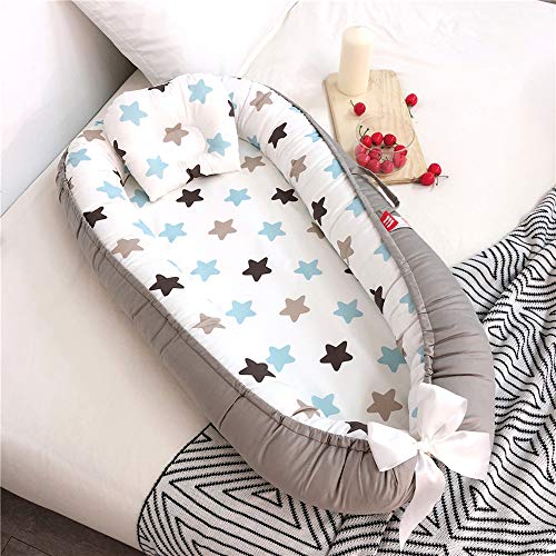 TEALP Cama Nido de Bebé Recién Nacido, Cuna de Viaje Portátil, Cuna para bebé recién nacido para 0 a 24 meses, Estrella