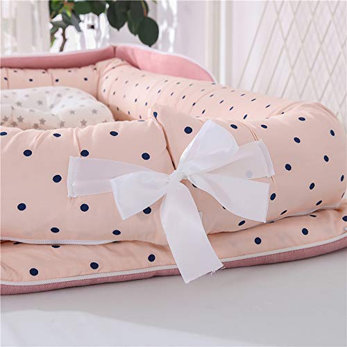 TEALP Tumbona para bebé con Almohadas, Nido Transpirable para Bebé Recién Nacido para Cosleeping, Capazo de Bebé, Punto Rosa
