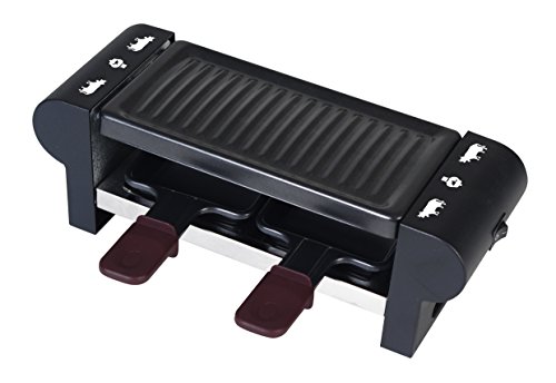 Team Kalorik Aparato raclette y grill para 2 personas, Forme rectangular, 2 palas incluidas, 350 W, Negro, TKG RAC 1007 CS