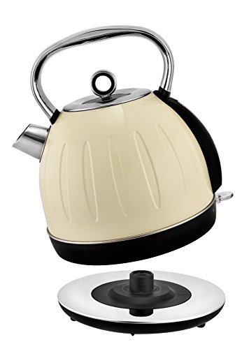 Team Kalorik Hervidor eléctrico sin cable 1.7 L de acero inoxidable, 2200 W, Filtro de partículas, Beige, TKG JK 2500