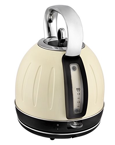 Team Kalorik Hervidor eléctrico sin cable 1.7 L de acero inoxidable, 2200 W, Filtro de partículas, Beige, TKG JK 2500