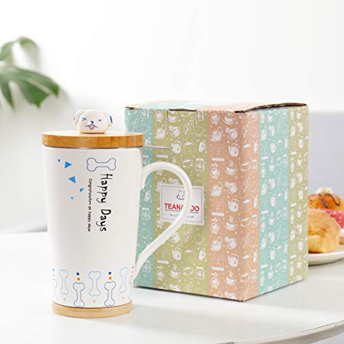 TEANAGOO M58-13 Taza de té de cerámica M58-13 con infusor y tapa, 18 oz, gerbera, bonito regalo para los amantes del té