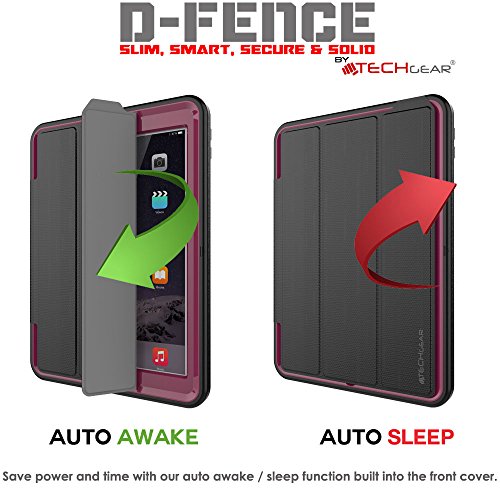 TECHGEAR D-Fence Funda Compatible con el Nuevo Apple iPad 9.7"(2018/2017) - Funda Protectora Delgada Resistente al Impacto - Niños Escuelas Constructores Trabajadores (Púrpura)