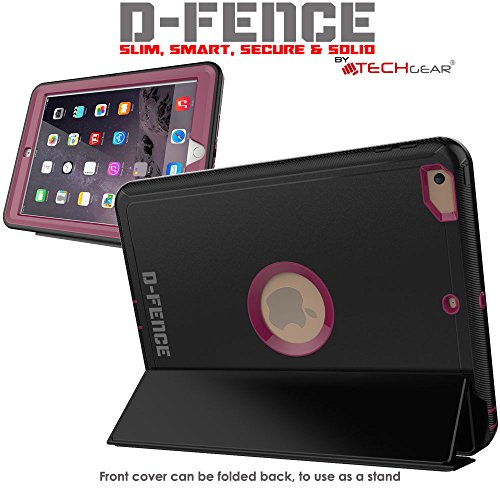 TECHGEAR D-Fence Funda Compatible con el Nuevo Apple iPad 9.7"(2018/2017) - Funda Protectora Delgada Resistente al Impacto - Niños Escuelas Constructores Trabajadores (Púrpura)