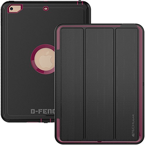 TECHGEAR D-Fence Funda Compatible con el Nuevo Apple iPad 9.7"(2018/2017) - Funda Protectora Delgada Resistente al Impacto - Niños Escuelas Constructores Trabajadores (Púrpura)