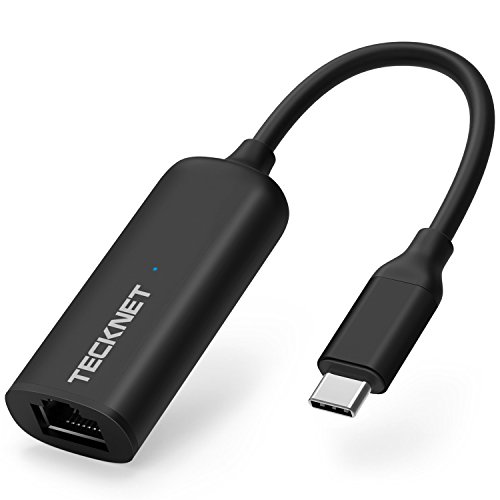TECKNET Adaptador USB C a Ethernet, USB Tipo C a RJ45 10/100 / 1000Mbps Adaptador LAN Ethernet con Cable, Compatible con Windows, Google Chromebook, MacBook, Samsung, HP, Huawei Matebook, DELL