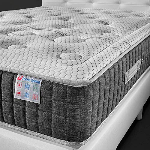 TECNOCOLCHÓN Colchón de Muelles Ensacados | Reversible Verano-Invierno | Viscoelástico | Tecno Spring Visco 90 x 190 cm. y 16 cm. de Altura