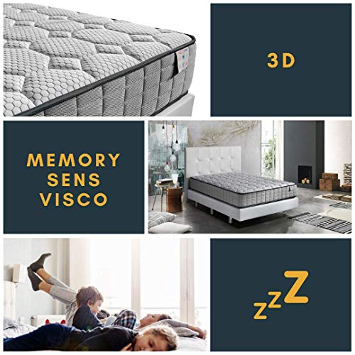 TECNOCOLCHÓN ✔️ ?? Colchón Viscoelástico Memory Sens Visco | Reversible Verano-Invierno | Certificado Oeko-Tex | 150 x 190 cm. y 22 cm. de Altura