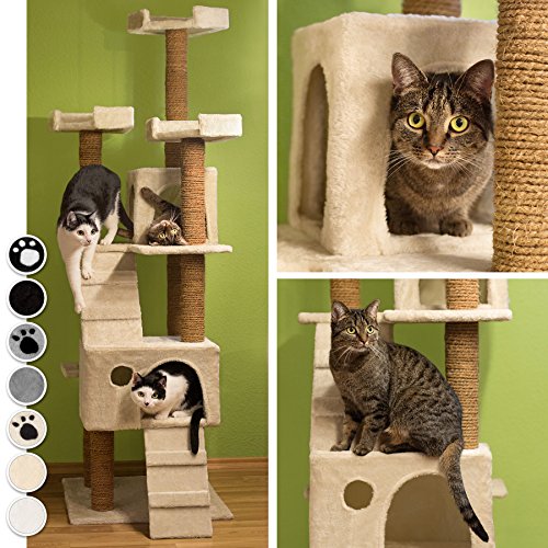 TecTake Rascador Árbol para Gatos 169 cm de Altura (Negro con patitas | No. 402196)