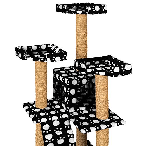 TecTake Rascador Árbol para Gatos 169 cm de Altura (Negro con patitas | No. 402196)