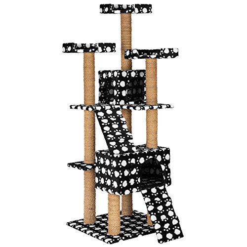 TecTake Rascador Árbol para Gatos 169 cm de Altura (Negro con patitas | No. 402196)