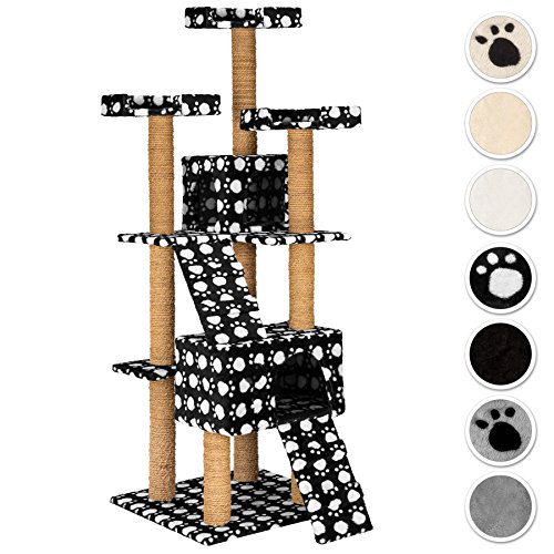 TecTake Rascador Árbol para Gatos 169 cm de Altura (Negro con patitas | No. 402196)