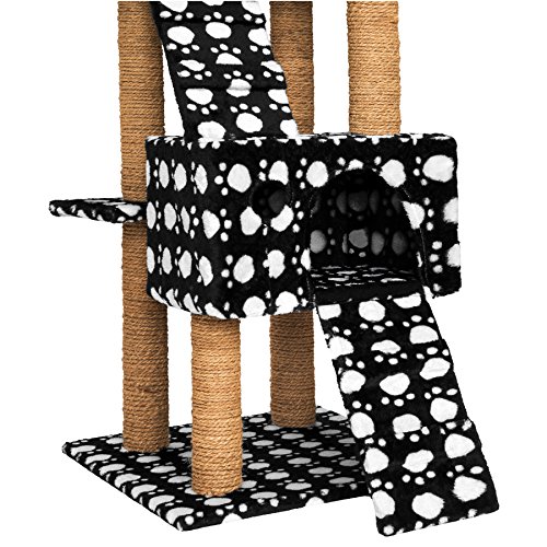 TecTake Rascador Árbol para Gatos 169 cm de Altura (Negro con patitas | No. 402196)