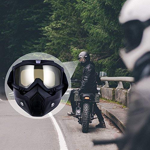 TedGem Gafas Máscara desmontable, Máscara de la motocicleta, Máscara de la motocicleta con gafas desmontables, máscara de casco para el motocrós Carreras de carreras Abra el casco de