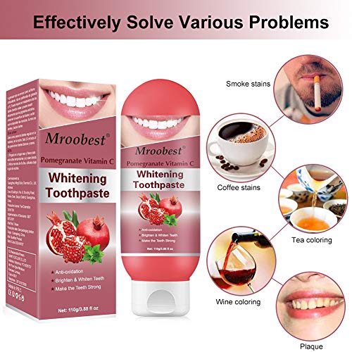 Teeth Whitening Toothpaste, Pasta Dental, Stain Removal Whitening Toothpaste, Pasta de dientes rica en frutas, Elimina las manchas y blanquea, Protege los dientes durante mucho tiempo