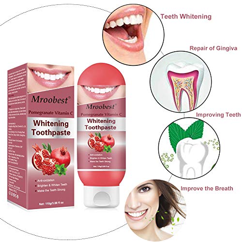 Teeth Whitening Toothpaste, Pasta Dental, Stain Removal Whitening Toothpaste, Pasta de dientes rica en frutas, Elimina las manchas y blanquea, Protege los dientes durante mucho tiempo