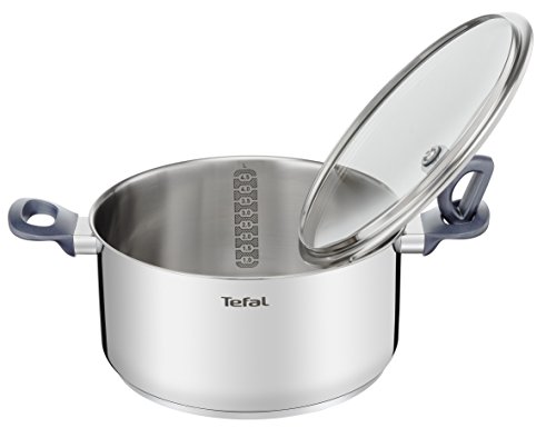 Tefal Daily Cook - Cacerola acero inoxidable con Tapa de 24 cm, 4 Litros, base reforzada, aptas para todo tipo de cocinas incluido inducción, gran conductividad y resistencia con materiales reciclados