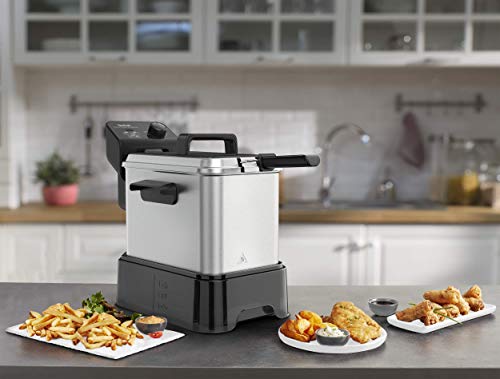 Tefal Easy Clean & Store - Freidora de aceite 3.5 litros/1 kg comida, con depósito de aceite reutilizable, 190 C, termostato ajustable, cesta opción escurrido, resistencia sumergida, fácil limpieza