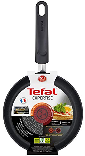 Tefal Expertise Sartén con Antiadherente Titanium, Máxima Antiadherencia y Adecuada Difusión de la Calor, Apta para Todo Tipo de Fuegos Incluso Inducción, Negro