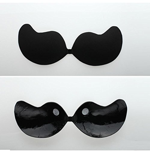 Tefamore Mujer Encaje Atractivo Reunir Mango Pegar en el Pecho Invisible 100% Natural-Sujetador Adhesivo de Silicona,sin Tirantes, Invisible, Push up, sin Espalda Bra (tamaño:C-D, Negro)