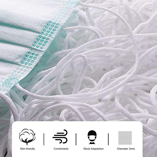 TEFIRE 3mm Cordón elástico Cinta de carrete plano Tela Cintas elásticas para coser Ropa de ocio creativa DIY. (Blanco, 20M)
