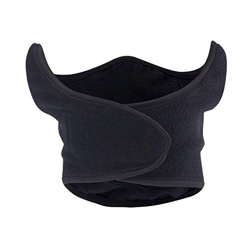 TEFITI - Pasamontañas de forro polar cortavientos para motocicleta, ciclismo, esquí, senderismo, correr, color negro (grueso), Hombre, color Negro2, tamaño talla única
