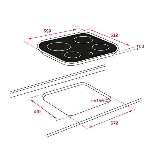 Teka | Placa Vitrocerámica | Modelo TC 6400 | 4 zonas Touch Control | Negro | 60CM