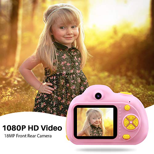 TekHome 2019 Nueva Cámara de Fotos para Niños con 32GB Tarjeta SD y Acollador, 2 Objetivos Selfie 8MP Cámara Digital 1080P HD Video, Juguetes Niña 3-10 Años, Regalo Niña Cumpleaños Infantil, Rosa.