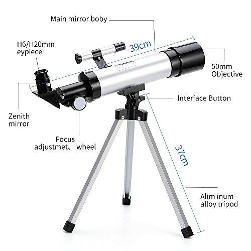 Telescopio Refractor Astronómico Zoom HD para Observación Al Aire Libre Monocular Espacio Telescopio con Trípode para niños, Principiante -Ranipobo