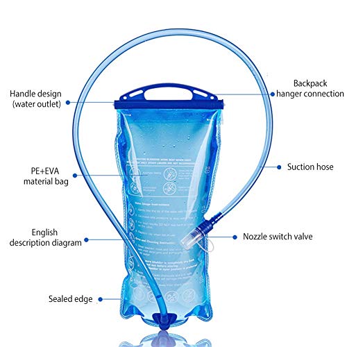 Telisii 2L Hydration Bladder Liter Leak Proof Water Reservoir, Easy Cleaning Portable Water Reservoir Pack,for Hiking Biking Climbing Cycling Running Camping