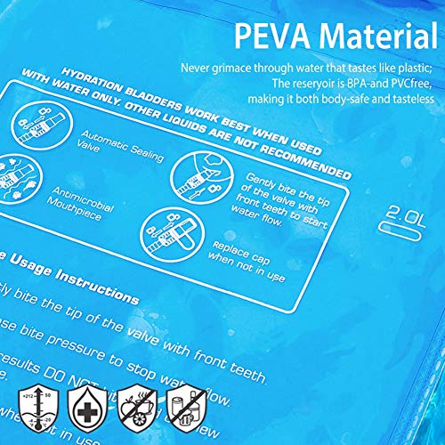 Telisii 2L Hydration Bladder Liter Leak Proof Water Reservoir, Easy Cleaning Portable Water Reservoir Pack,for Hiking Biking Climbing Cycling Running Camping
