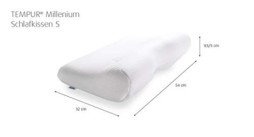 Tempur Millennium - Almohada cervical ergonómica para dormir de espalda, tamaño, fibra sintética, Blanco, pequeño