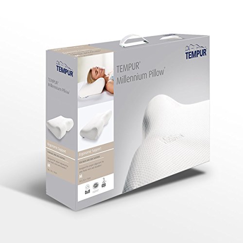 Tempur Millennium - Almohada cervical ergonómica para dormir de espalda, tamaño, fibra sintética, Blanco, pequeño