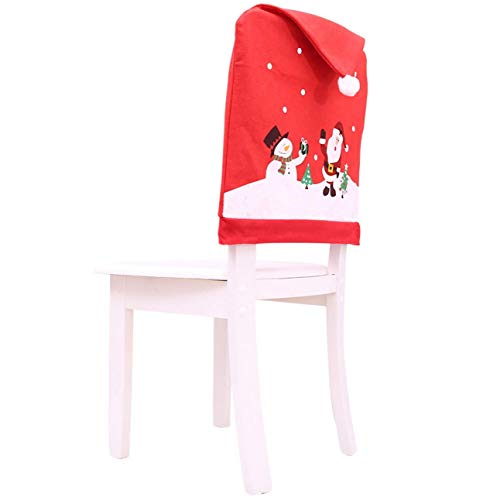 Tenrany Home Rojo Decoración Navideña Fundas para Sillas, Juego de 4 Gorro de Papá Noel Cubiertas de la Silla Cubre Respaldos Navideños para Decoración Fiesta o Cena de Navidad