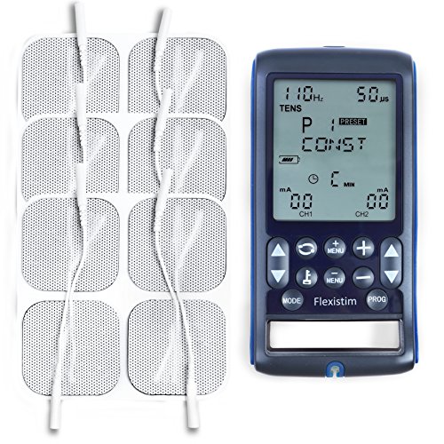 TensCare Flexistim& 12 electrodos - Electroestimulador Completo con 4 terapias: EMS, Tens, Ift y Microcorriente. Dispositivo pequeño Pero potente, con mas de 50 programas