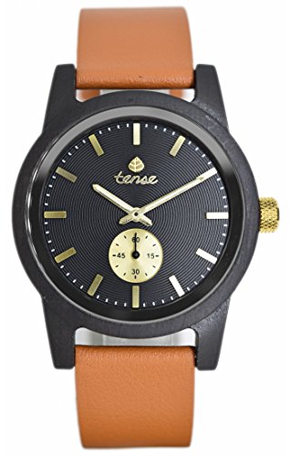 TENSE//La Madera Reloj – Mens Leather Hampton Sándalo – Negro | Correa de Piel – Reloj de Hombre – Madera de Reloj b4701d de BG