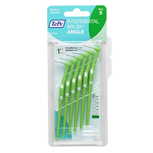 TePe Angle Cepillos interdentales angulados / Palillos interdentales / Tamaño 5, diámetro 0,8 mm / Pack de 6, color verde