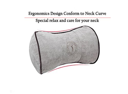 Terapéutica de viaje Cervical cuello almohada Reposacabezas de Coche Trasera Compatible con ajustable elástica correa bolsa de carbón de bambú Insertos