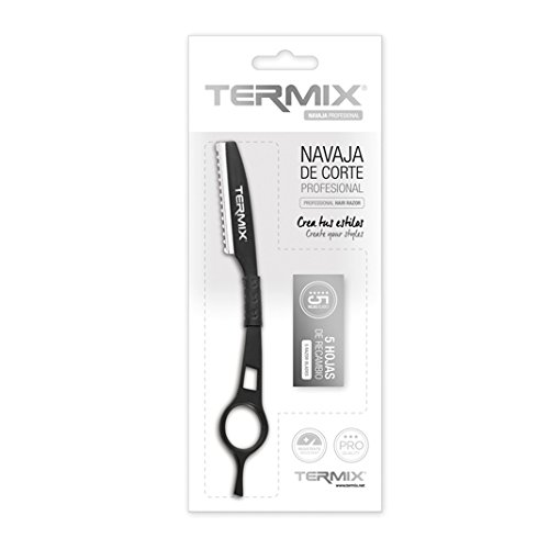 Termix Navaja profesional color negro. Herramienta para cortes y desfilados- Cuchillas intercambiables de acero inoxidable de primera calidad.