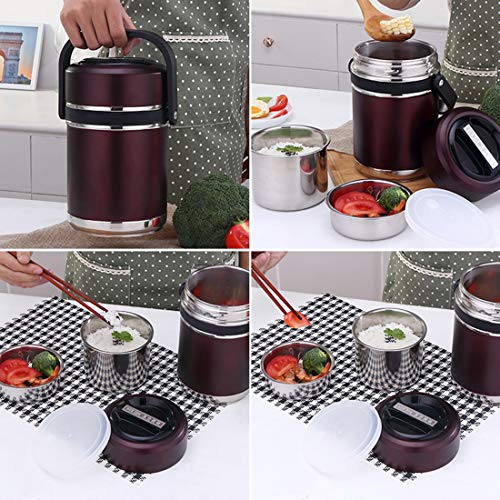 Termo Para Comida, Termo De Acero Inoxidable Para Alimentos, Con Bolsa De Transporte Y Cuchara, Beber Y Sopa De Los Niños Y Las Comidas De Adultos,Gray,2.3L